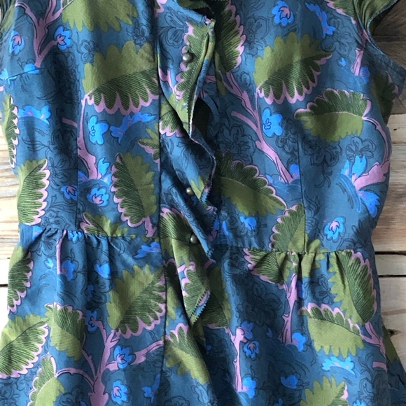 ANTHROPOLOGIE VANESSA VIRGINIA Silk button front ruffle shirt, size 4 - Picture 5 of 9